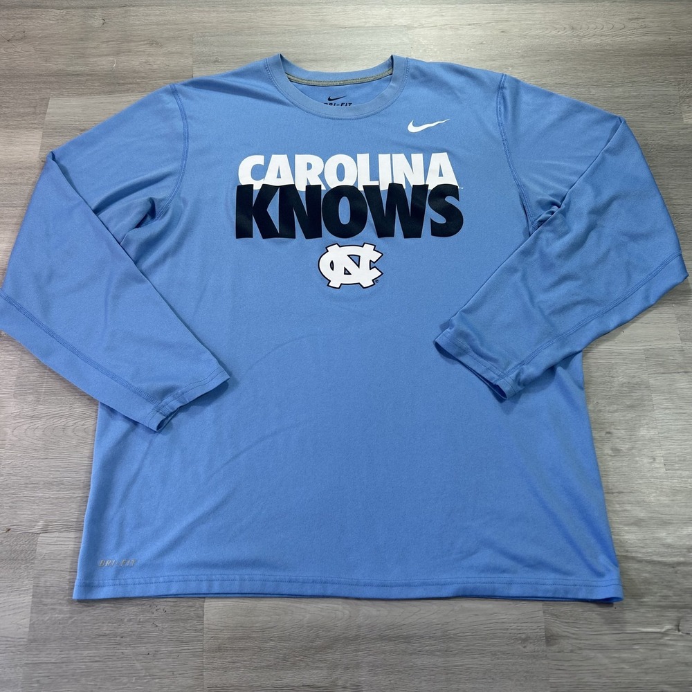 North Carolina Tar Heels Shirt Mens Large Blue NCAA Basketball Nike Dri Fit